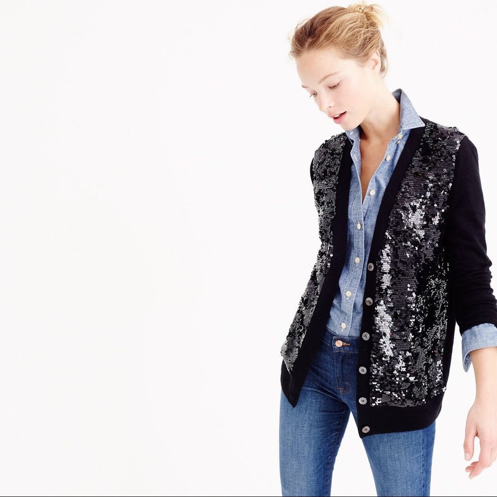 J.Crew Sequin Open Front Sweater Cardigan NWT